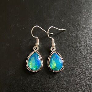 Handmade Silver and Blue Teardrop Earrings